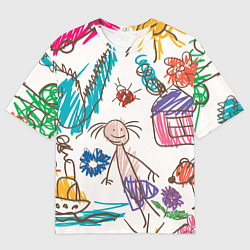Футболка оверсайз мужская Детский принт, цвет: 3D-принт
