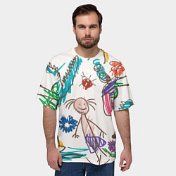 Футболка оверсайз мужская Детский принт, цвет: 3D-принт — фото 2