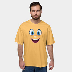 Футболка оверсайз мужская Эмоция радости - лицо крупное, цвет: 3D-принт — фото 2