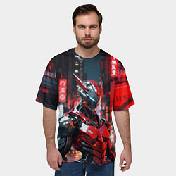 Футболка оверсайз мужская Бронированный красный киборг, цвет: 3D-принт — фото 2