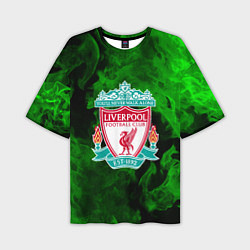 Мужская футболка оверсайз Liverpool green fire