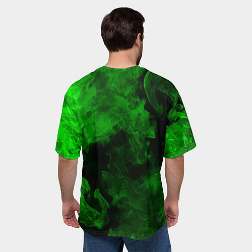 Мужская футболка оверсайз Liverpool green fire / 3D-принт – фото 4
