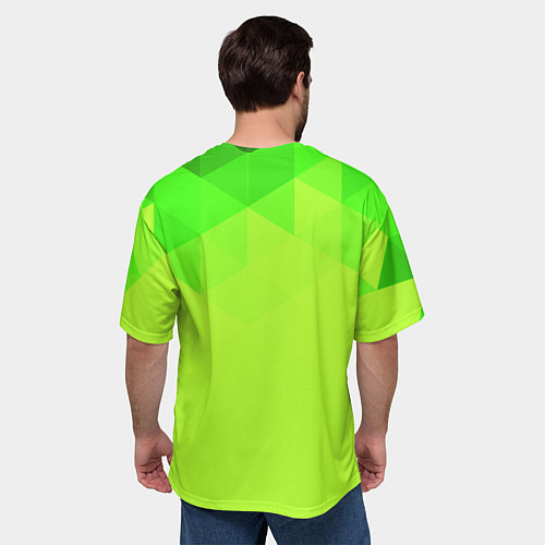 Мужская футболка оверсайз Кислотная геометрия лайм / 3D-принт – фото 4