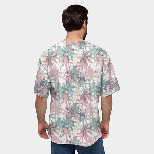 Мужская футболка оверсайз Пальмы разноцветные / 3D-принт – фото 4