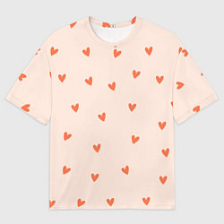 Футболка оверсайз мужская Разбросанные сердца - паттерн, цвет: 3D-принт