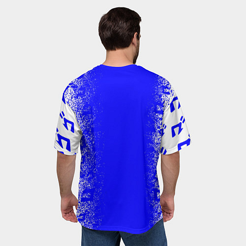 Мужская футболка оверсайз Jojos bizarre adventure - синяя символига-лого / 3D-принт – фото 4