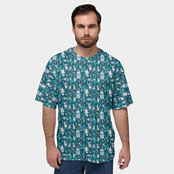 Футболка оверсайз мужская Монстры с языком - паттерн, цвет: 3D-принт — фото 2