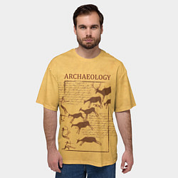 Футболка оверсайз мужская Археолог - наскальные рисунки с оленями, цвет: 3D-принт — фото 2