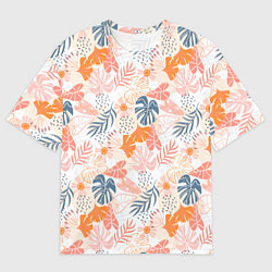 Футболка оверсайз мужская Паттерн узор листьев, цвет: 3D-принт
