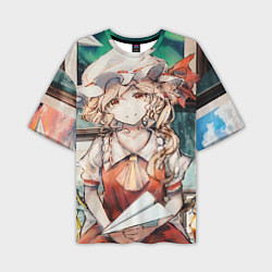 Футболка оверсайз мужская Touhou Project Flandre милая с бумажным самолётико, цвет: 3D-принт