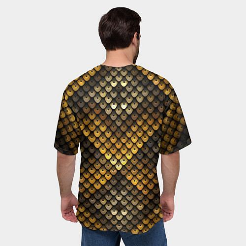 Мужская футболка оверсайз Кольчуга - металлическая чешуя змеи / 3D-принт – фото 4