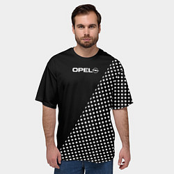Футболка оверсайз мужская Opel эмблема чёрно-белый, цвет: 3D-принт — фото 2