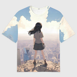 Футболка оверсайз мужская Девушка аниме, цвет: 3D-принт