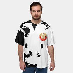 Футболка оверсайз мужская СССР текстура герб, цвет: 3D-принт — фото 2