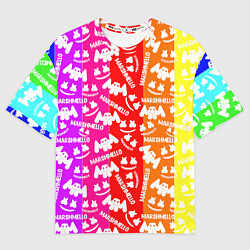 Футболка оверсайз мужская Marshmello rainbow, цвет: 3D-принт