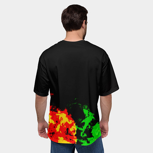 Мужская футболка оверсайз Dead by daylight fire / 3D-принт – фото 4