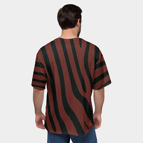 Мужская футболка оверсайз Бордовый с чёрными полосами / 3D-принт – фото 4