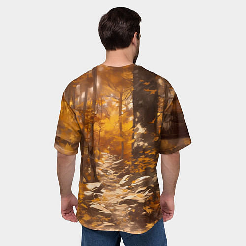Мужская футболка оверсайз Рыцарь в осеннем лесу / 3D-принт – фото 4