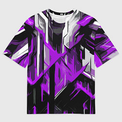 Футболка оверсайз мужская White and purple abstraction on a black background, цвет: 3D-принт