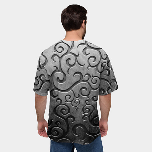 Мужская футболка оверсайз Металический орнамент и герб Осетии / 3D-принт – фото 4