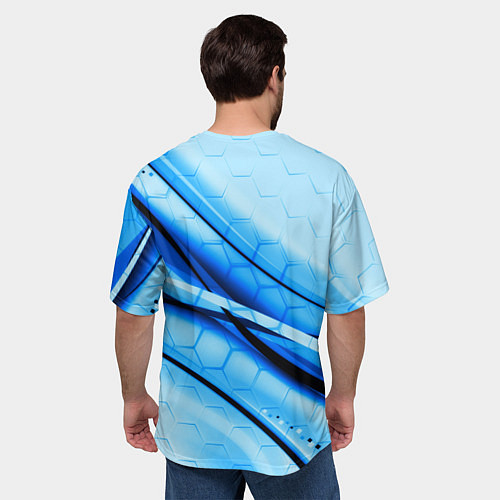 Мужская футболка оверсайз Герб РФ соты текстура / 3D-принт – фото 4