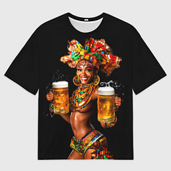 Мужская футболка оверсайз Пиво африканское - подача топлес