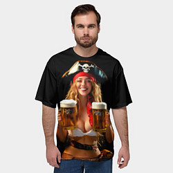 Футболка оверсайз мужская Пиво на Тартуге официантка, цвет: 3D-принт — фото 2