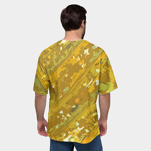 Мужская футболка оверсайз Белые фрагменты на жёлтом фоне / 3D-принт – фото 4