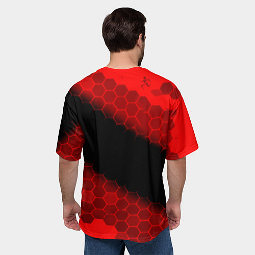Мужская футболка оверсайз Portal hexagon pattern / 3D-принт – фото 4