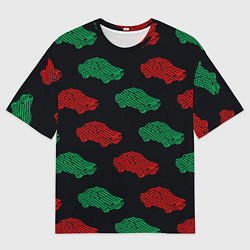 Мужская футболка оверсайз Пиксельный силуэт машины паттерн