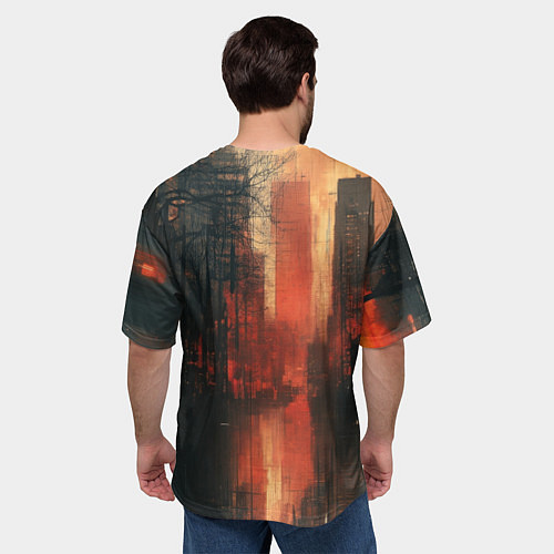 Мужская футболка оверсайз Осенний городской вечер / 3D-принт – фото 4