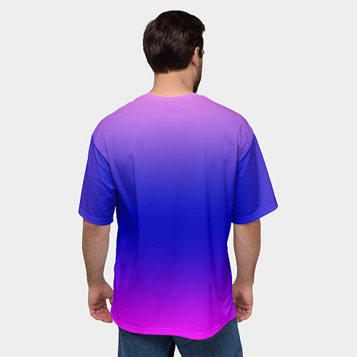 Мужская футболка оверсайз Неоновая градиент абстракция / 3D-принт – фото 4
