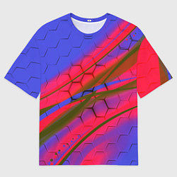 Футболка оверсайз мужская Неоновая броня соты, цвет: 3D-принт