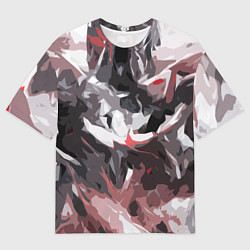 Футболка оверсайз мужская Абстрактный узор черно-серый, цвет: 3D-принт
