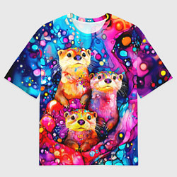 Футболка оверсайз мужская Три выдры, цвет: 3D-принт