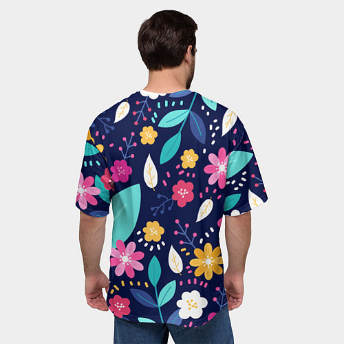 Мужская футболка оверсайз Абстракция цветочный фон / 3D-принт – фото 4