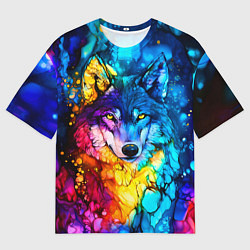 Футболка оверсайз мужская Кислотный волк, цвет: 3D-принт