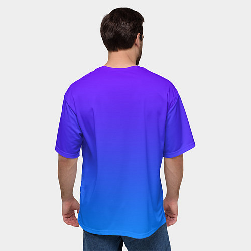 Мужская футболка оверсайз Фиолетово синий градиент / 3D-принт – фото 4