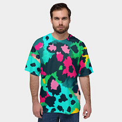 Футболка оверсайз мужская Кислотный зеленый леопардовый камуфляж, цвет: 3D-принт — фото 2