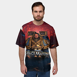 Футболка оверсайз мужская Warhammer 40000 space marine 2 Captain Titus, цвет: 3D-принт — фото 2