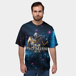Футболка оверсайз мужская Warhammer 40000 space marine 2 ультрамарин в броне, цвет: 3D-принт — фото 2