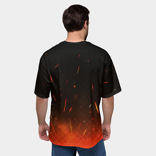 Мужская футболка оверсайз Warhammer 40000 space marine 2 logo fire / 3D-принт – фото 4