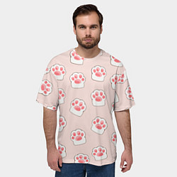Футболка оверсайз мужская Милые отпечатки пушистых лапок, цвет: 3D-принт — фото 2