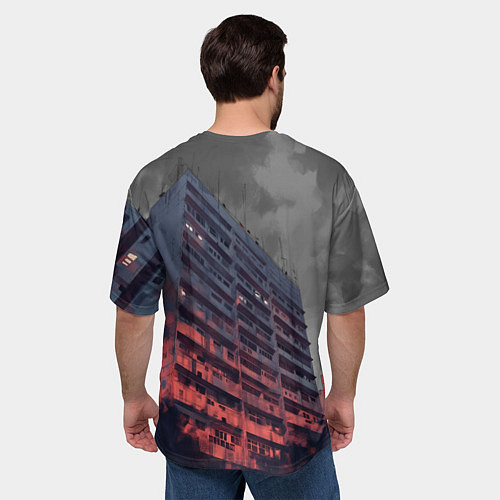 Мужская футболка оверсайз Сумрачный спальный район / 3D-принт – фото 4