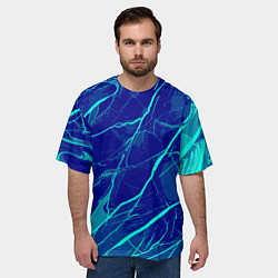 Футболка оверсайз мужская Яркий сине-голубой абстрактная текстура, цвет: 3D-принт — фото 2