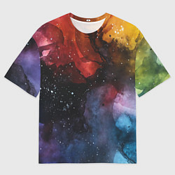Футболка оверсайз мужская Акварельная цветная абстракция, цвет: 3D-принт