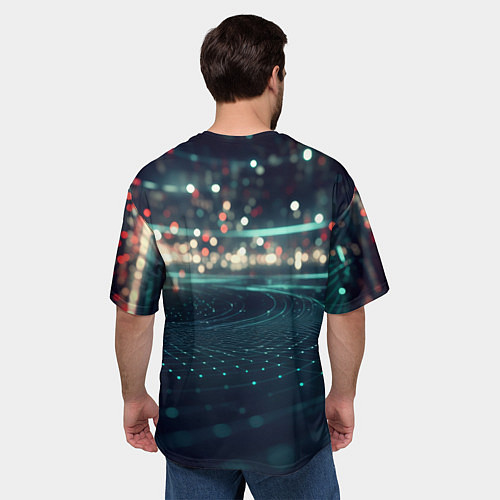 Мужская футболка оверсайз Кибернетическое пространство / 3D-принт – фото 4