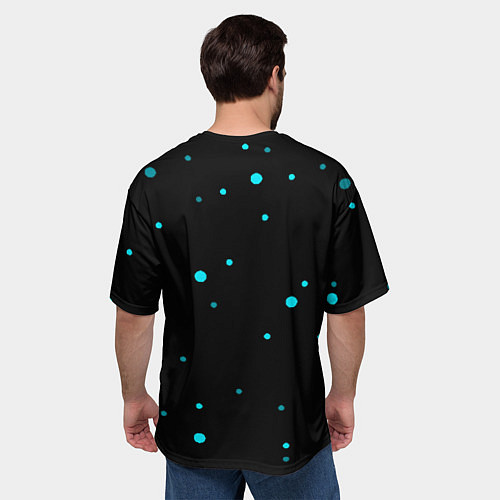 Мужская футболка оверсайз Герб РФ голубые краски / 3D-принт – фото 4