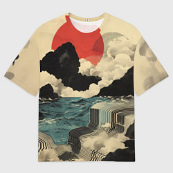 Футболка оверсайз мужская Ретро пейзаж в Японском стиле, цвет: 3D-принт