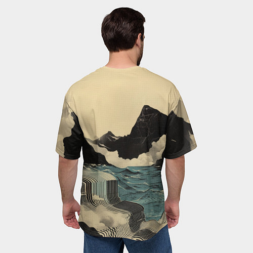 Мужская футболка оверсайз Ретро пейзаж в Японском стиле / 3D-принт – фото 4